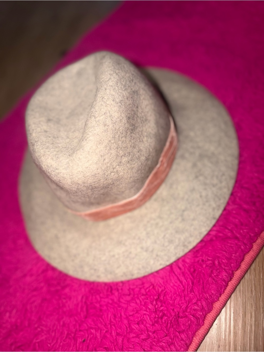 Zara Cream Felt Fedora with Blush Band
